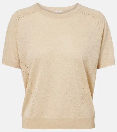 Joseph Lille Knitted Lamé Top In Neutral