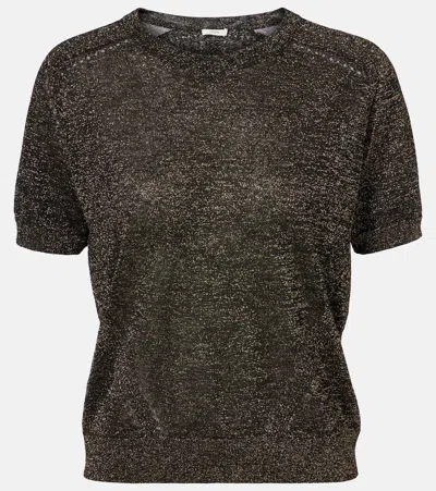 Joseph Lille Lamé Knitted Top In Green