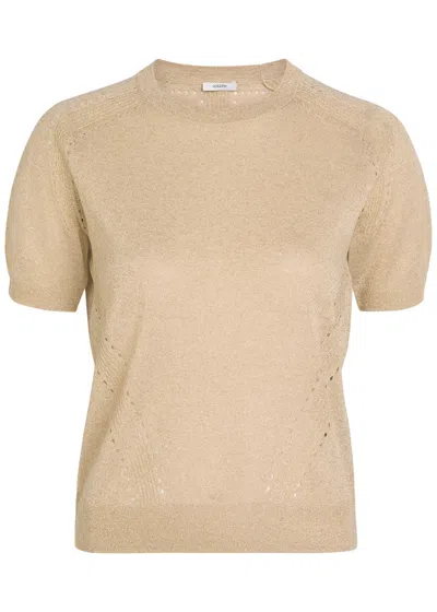 Joseph Lillie Lurex Knit T-shirt In Brown