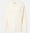Joseph Linen-blend Knit V-neck Sweater In Ivory