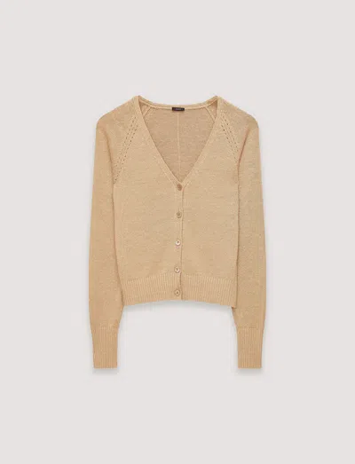 Joseph Linen Blend Knitted Cardigan In Sesame