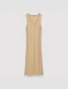 Joseph Linen Blend Knitted Long Dress In Sesame