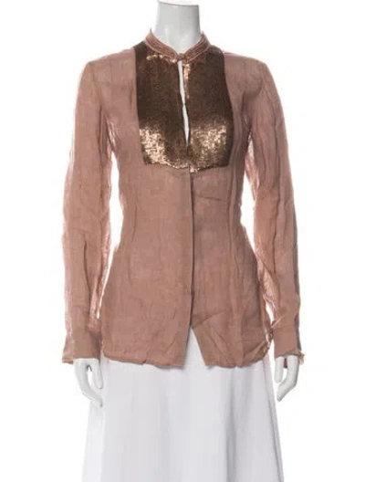 Pre-owned Joseph Linen Long Sleeve Top In Brown