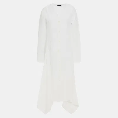 Pre-owned Joseph Linen Midi Dress 36 In White