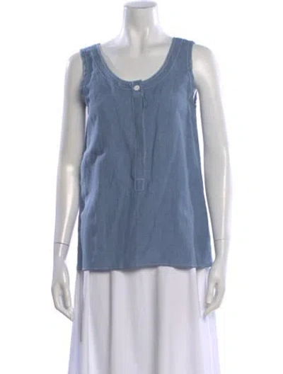 Pre-owned Joseph Linen Scoop Neck Top In Blue