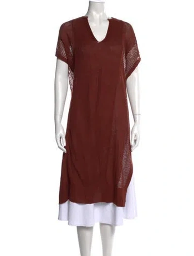 Pre-owned Joseph Linen V-neck Sweater W/ Tags In Brown