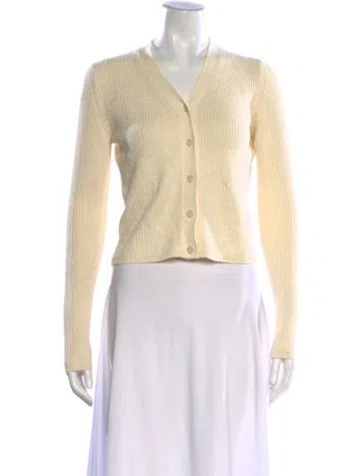 Pre-owned Joseph Linen V-neck Sweater In Yellow