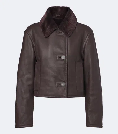 Joseph Liri Shearling-trimmed Leather Jacket In Burgundy