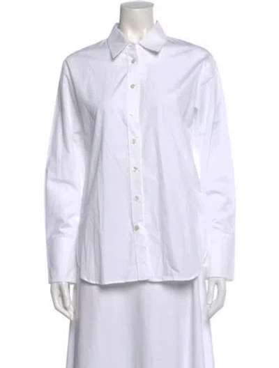 Pre-owned Joseph Long Sleeve Button-up Top In White