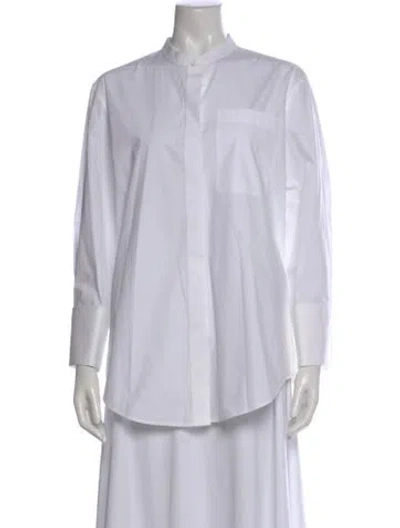 Pre-owned Joseph Long Sleeve Button-up Top In White