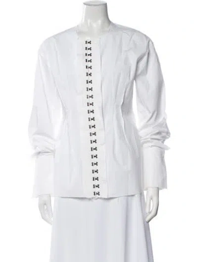 Pre-owned Joseph Long Sleeve Button-up Top In White