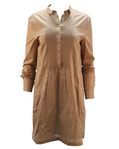 Joseph Long Sleeve Knee Length Dress In Brown Cotton