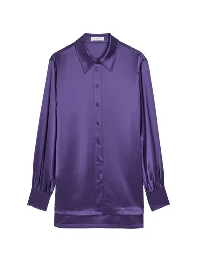 Joseph Womens Dieu Long-sleeved Satin Blouse Violet In Purple