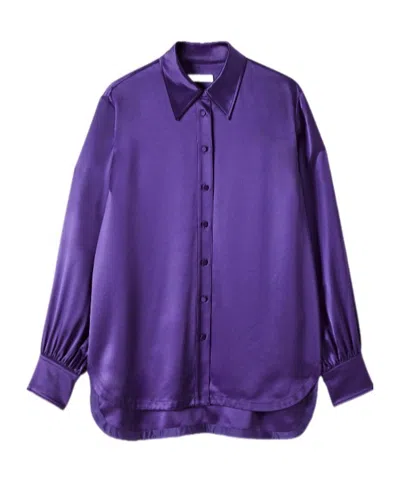 Joseph Womens Dieu Long-sleeved Satin Blouse Violet In Purple