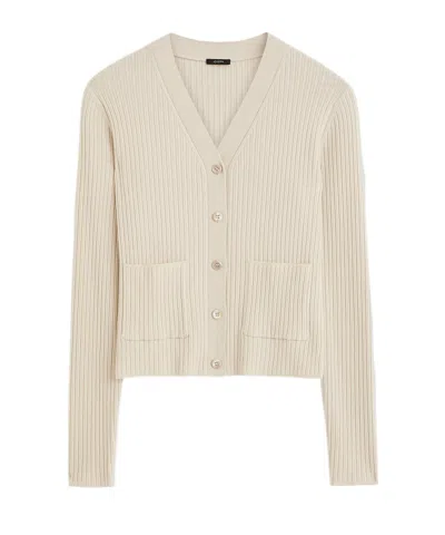 Joseph Long-sleeved Knitted Cardigan In Nude