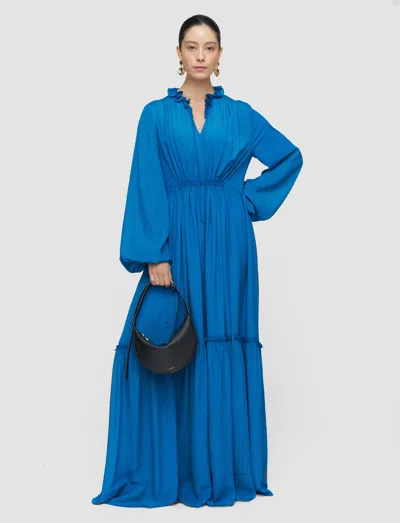 Joseph Lotus Textured Silk Dress In Blue