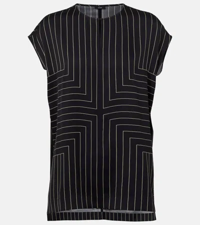 Joseph Louison Striped Silk-blend Top In Black