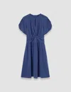 Joseph Womens Harbour Lowri Crepe De Chine Knot Silk Midi Dress In Blue