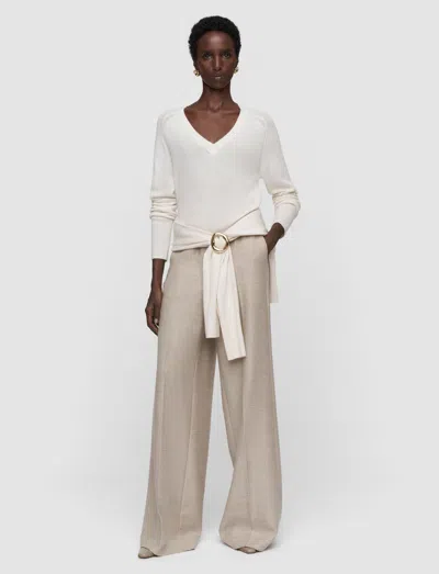 Joseph Lucille Light Pure Cashmere V Neck Jumper In White