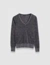 Joseph Lurex Knit V Neck Jumper In Aurora Purple