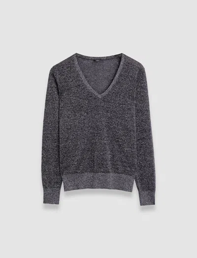 Joseph Lurex Knit V Neck Jumper In Aurora Purple