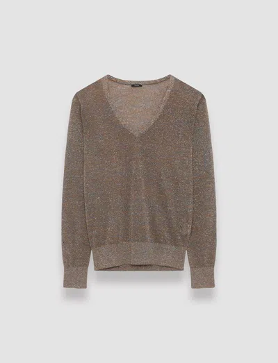 Joseph Lurex V Neck Jumper In Black