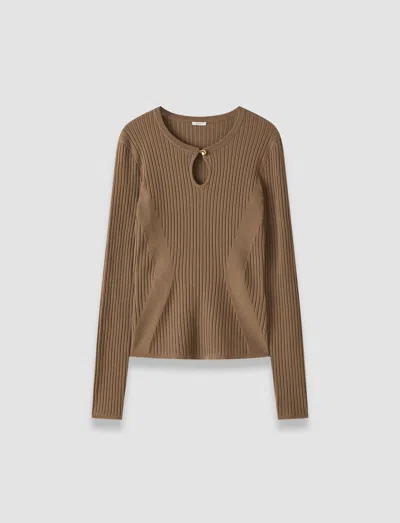 Joseph Luz Merino Wool Rib Top In Red