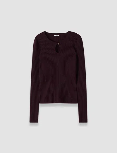 Joseph Luz Merino Wool Rib Top In Purple