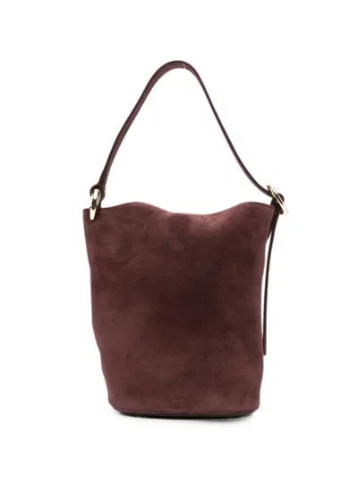 Joseph M Fold Suede Bucket Bag In Brown