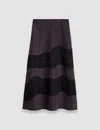 Joseph Womens Aurora Madone Contrast-panel Wool And Silk-blend Midi Skirt In Aurora Purple