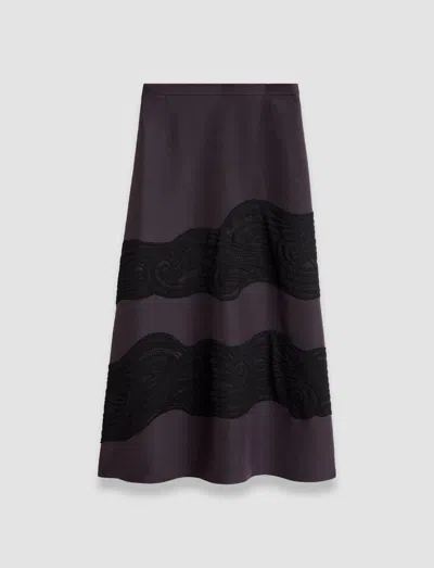Joseph Womens Aurora Madone Contrast-panel Wool And Silk-blend Midi Skirt In Aurora Purple