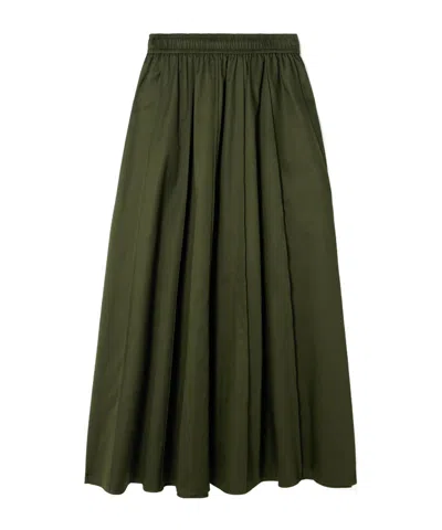 Joseph Womens Palm Leaf Manar Elasticated-waist Cotton-sateen Midi Skirt In Green