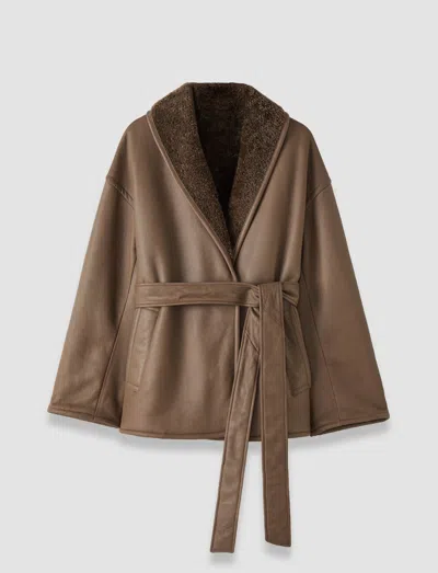 Joseph Manu Textured Shearling Jacket In Brown