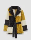 Joseph Martel Overlay Shearling Coat In Multi