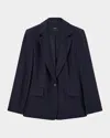 Joseph Womens Navy Marty Notched-lapels Stretch-linen Jacket In Navy