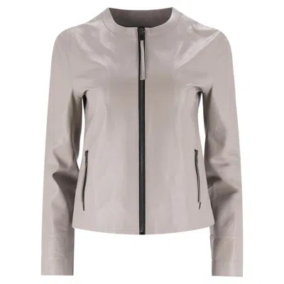 Pre-owned Joseph Matt Alya Nappa Leather Jacket In Gray