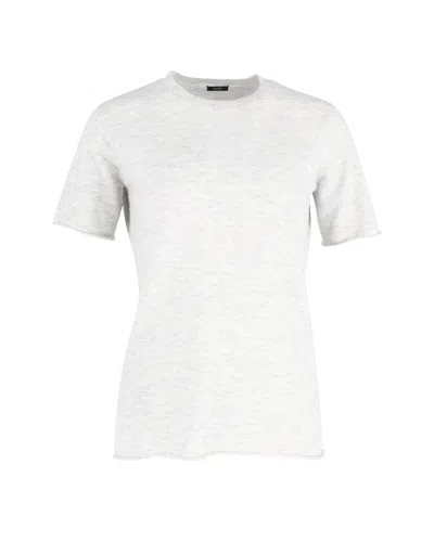 Joseph Melange Crewneck T-shirt In Light Grey Recycled Wool