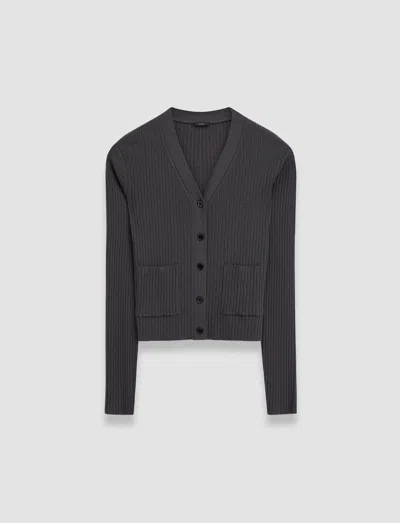 Joseph Merino Rib Cardigan In Slate