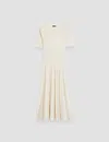 Joseph Womens Quail Short-sleeved Ribbed Wool Midi Dress In Ivory