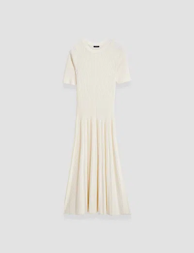 Joseph Satiny Knitted Midi Dress In Ivory