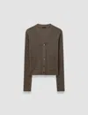 Joseph Womens Mushroom Ribbed Stretch Merino-wool Cardigan In Brown