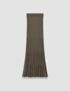 Joseph Womens Mushroom Pleated Ribbed Wool Knitted Maxi Skirt Xs In Gray