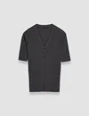 Joseph Merino Rib V Neck Top In Slate