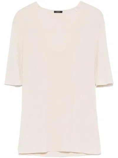 Joseph Merino Ribbed T-shirt In Neutrals