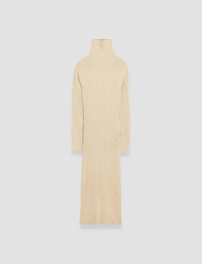 Joseph Merino Silk Rib Dress In Champagne