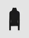 Joseph Merino Silk Rib High Neck Jumper In Black