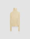 Joseph Merino Silk Rib High Neck Jumper In Champagne