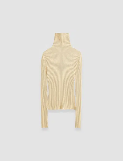 Joseph Merino Silk Rib High Neck Jumper In Champagne