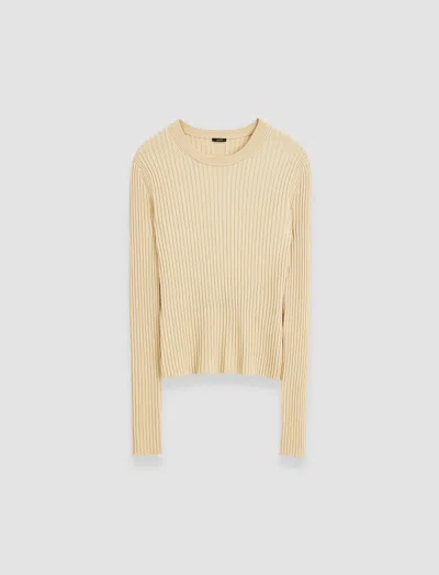 Joseph Merino Silk Rib Round Neck Jumper In Champagne