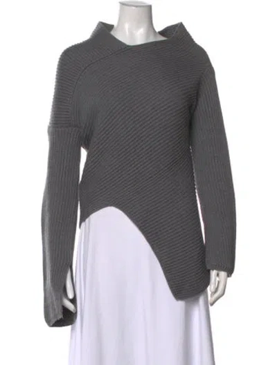 Pre-owned Joseph Merino Wool Asymmetrical Sweater In Grey